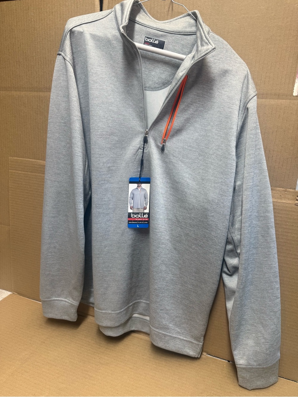 New Bollé Men Gray Zip Pullover Sweater
